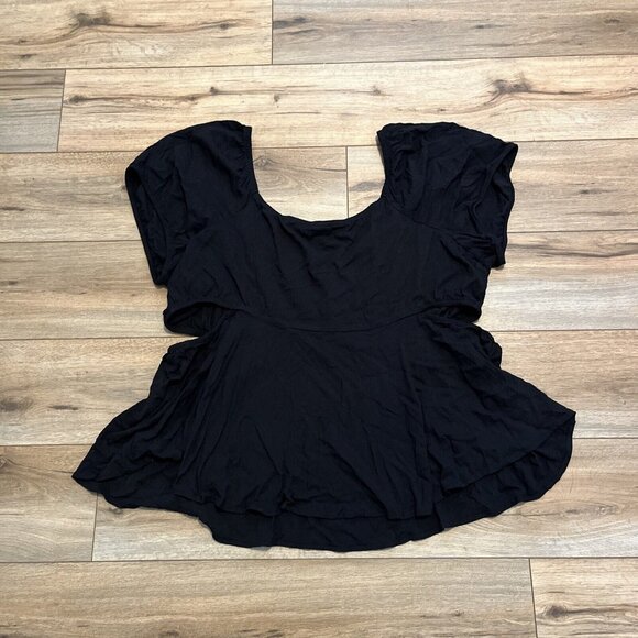 Torrid Babydoll Rayon Top With Side Cutouts SZ 4X (26) Black Blouse Stretch - Picture 8 of 10